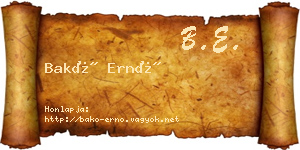 Bakó Ernő névjegykártya